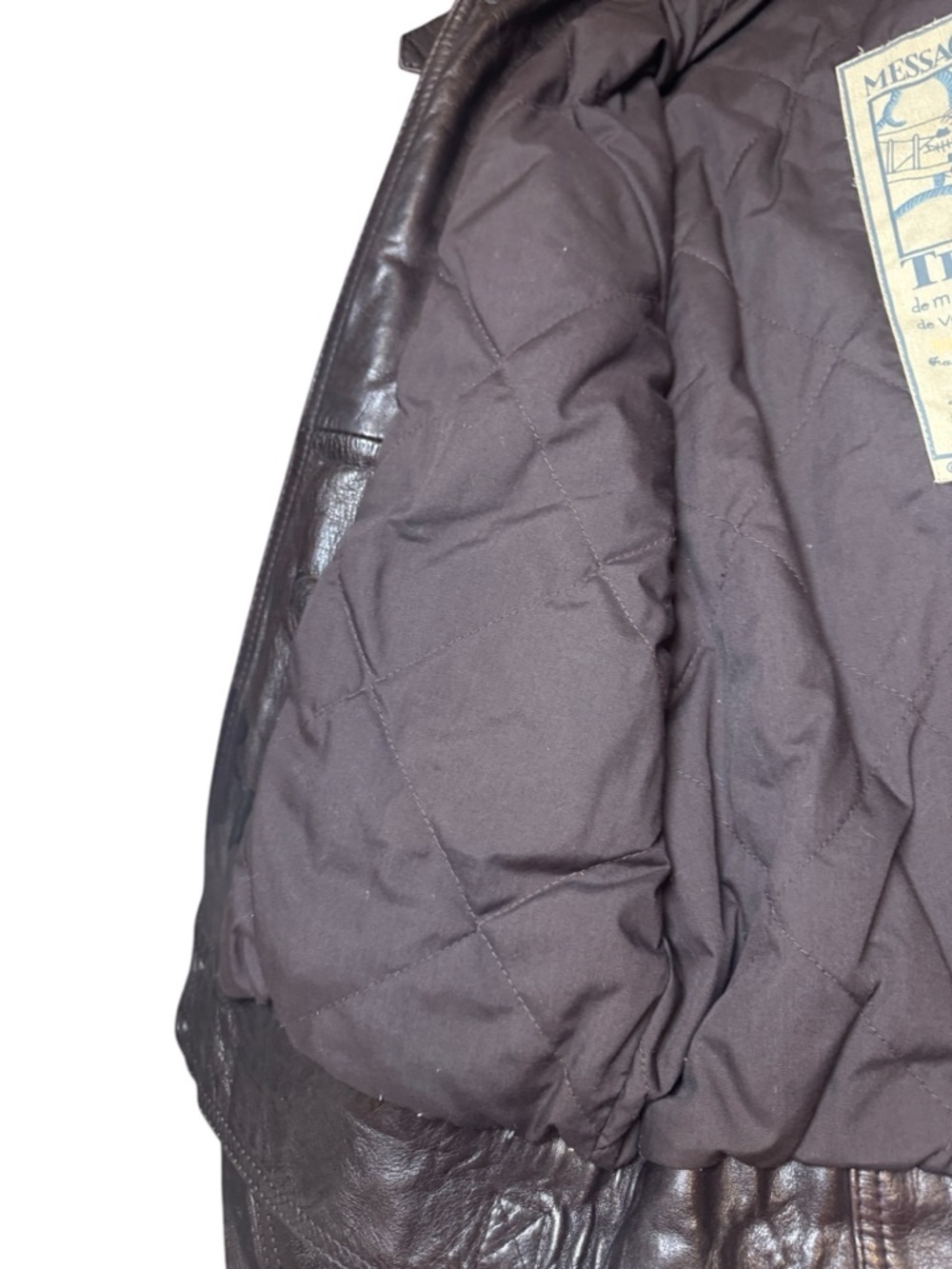 Vtg  American Eagle Outfitters Aviator Messageries Aeriennes Leather Jacket 40 - Picture 12 of 12